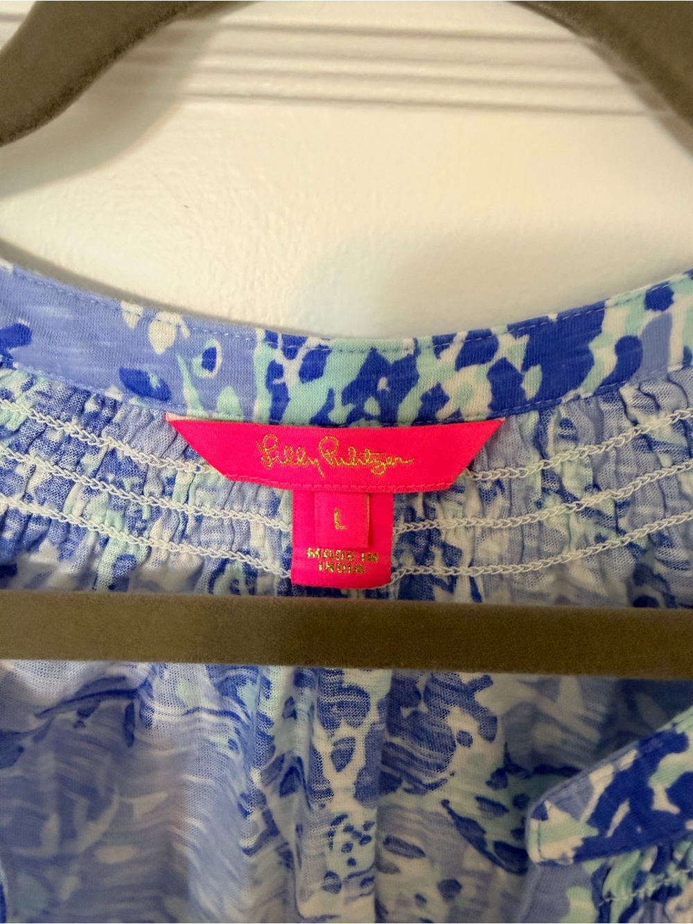 Lilly Pulitzer Blue & Aqua Sleeveless Printed Henley Camisole - Picture 2 of 5